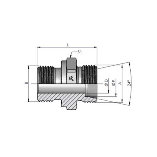 GE-M-L Parallel Male Stud