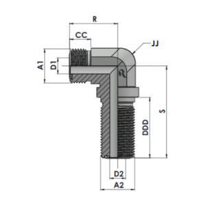 RJFS2701-00-00 Series MFS-MFS BULKHEAD 90° ELBOW