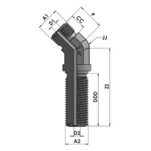 RJFS2702-00-00 Series MFS-MFS BULKHEAD 45° ELBOW