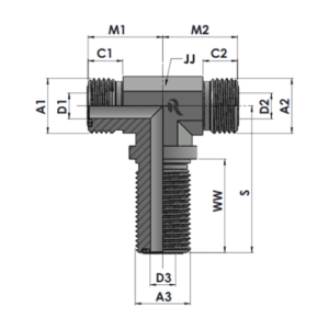 RJFS2703-00-00 Series MFS-MFS-MFS-MFS BULKHEAD TEE